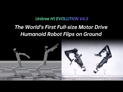 Unitree H1 The World&#039s First Full-size Motor Drive Humanoid Robot Flips on Ground